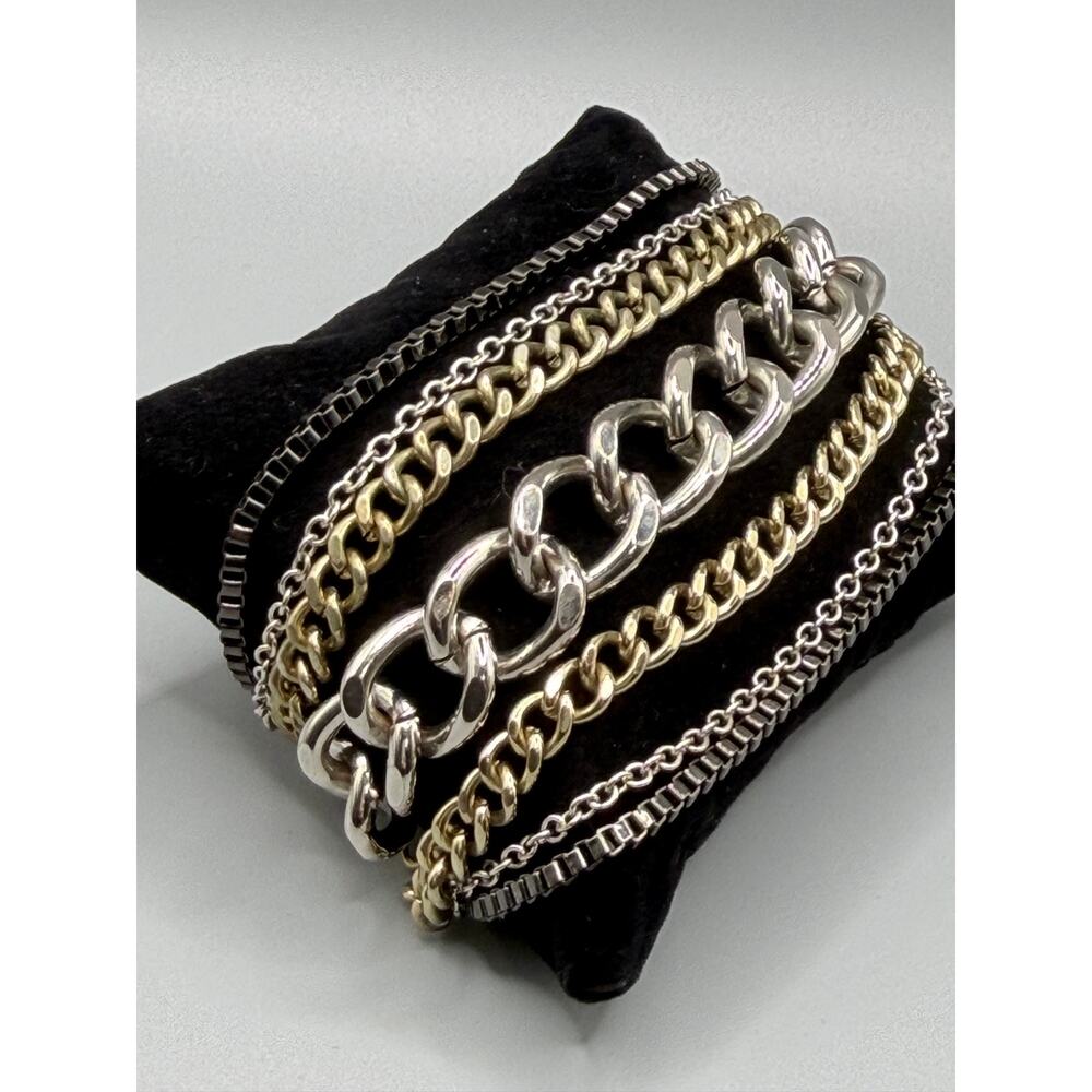 Vintage Mixed Metal Multi Strand Chain Cuff Bracelet ✨ - Picture 4 of 5